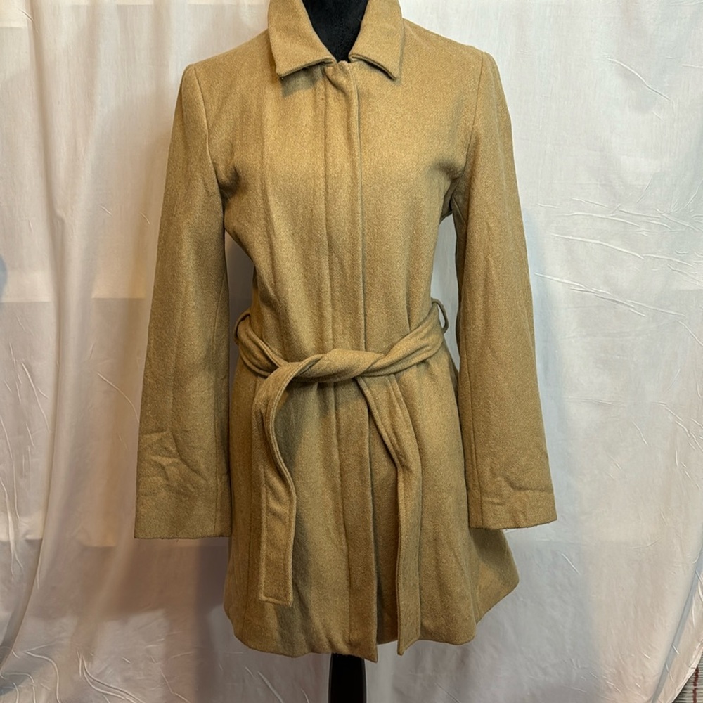 Women's Tan Belted Coat - Picture 2 of 12